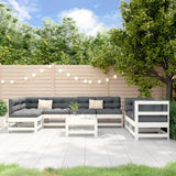 8 Piece Garden Lounge Set White Solid Wood Pine