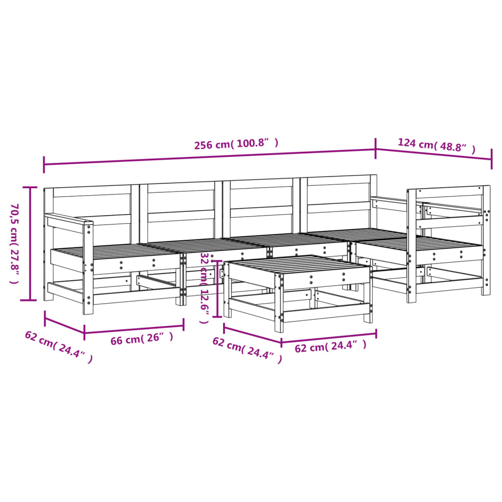 6 Piece Garden Lounge Set Solid Wood Douglas