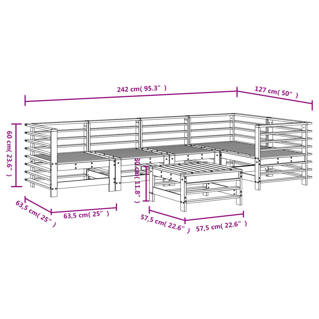 6 Piece Garden Lounge Set Impregnated Wood Pine