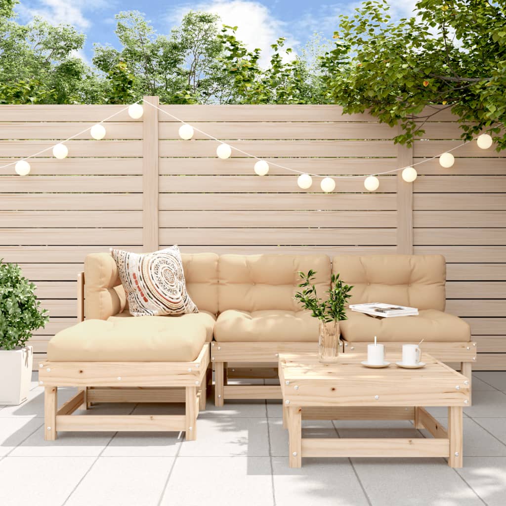 5 Piece Garden Lounge Set Solid Wood Pine