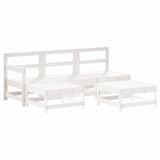 5 Piece Garden Lounge Set White Solid Wood Pine