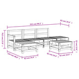 6 Piece Garden Lounge Set White Solid Wood Pine