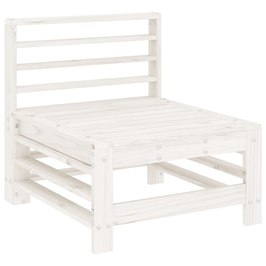 5 Piece Garden Lounge Set White Solid Wood Pine