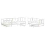 10 Piece Garden Lounge Set White Solid Wood Pine