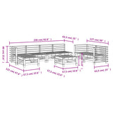 8 Piece Garden Lounge Set White Solid Wood Pine