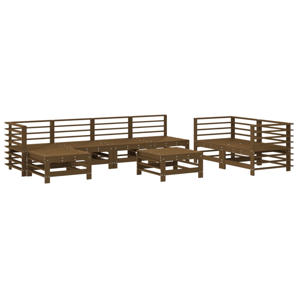 8 Piece Garden Lounge Set Honey Brown Solid Wood Pine