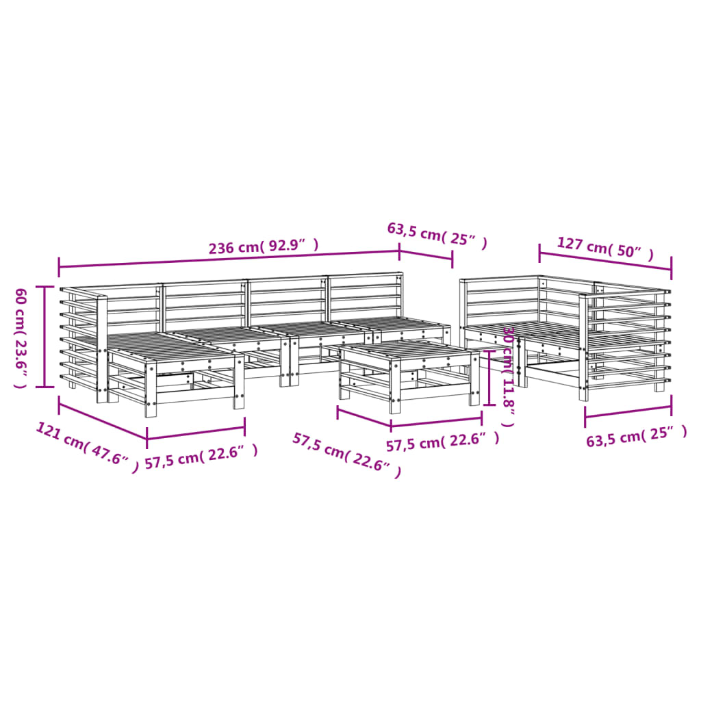 8 Piece Garden Lounge Set Impregnated Wood Pine