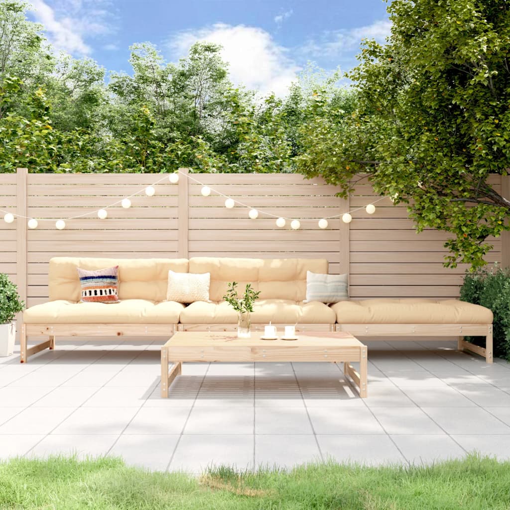 4 Piece Garden Lounge Set Solid Wood Pine