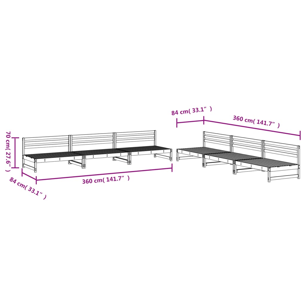 6 Piece Garden Lounge Set Impregnated Wood Pine