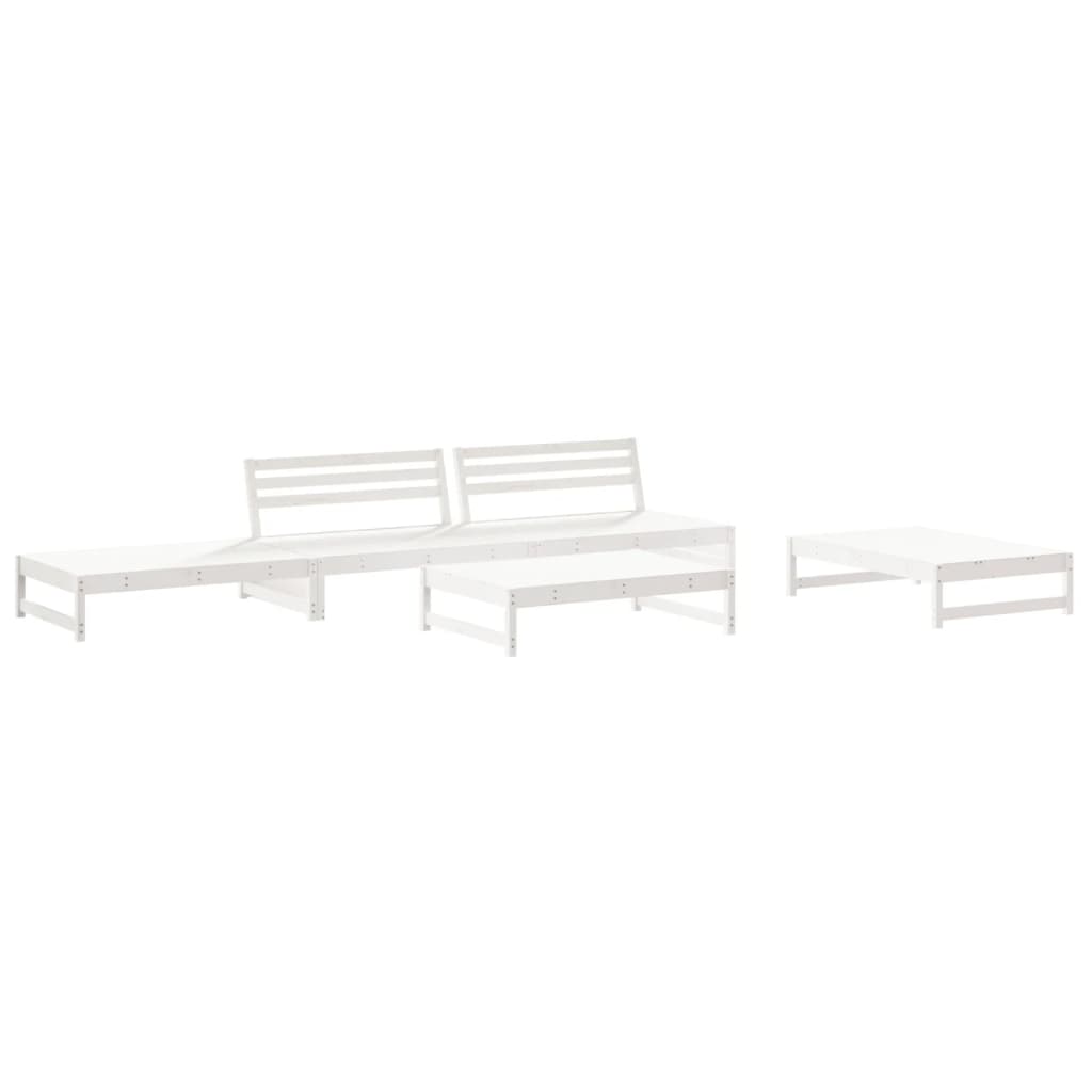 6 Piece Garden Lounge Set White Solid Wood Pine
