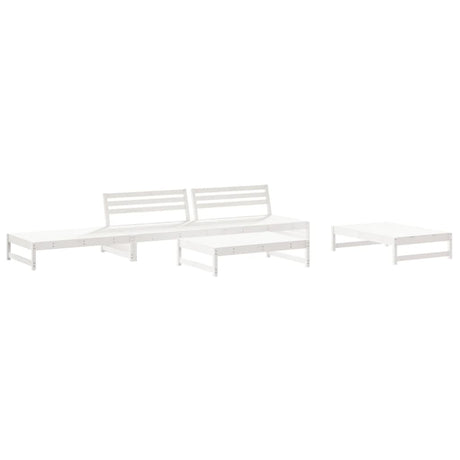 6 Piece Garden Lounge Set White Solid Wood Pine
