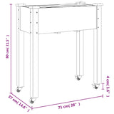 Wheeled Planter with Liner Grey 71x37x80 cm Solid Wood Fir