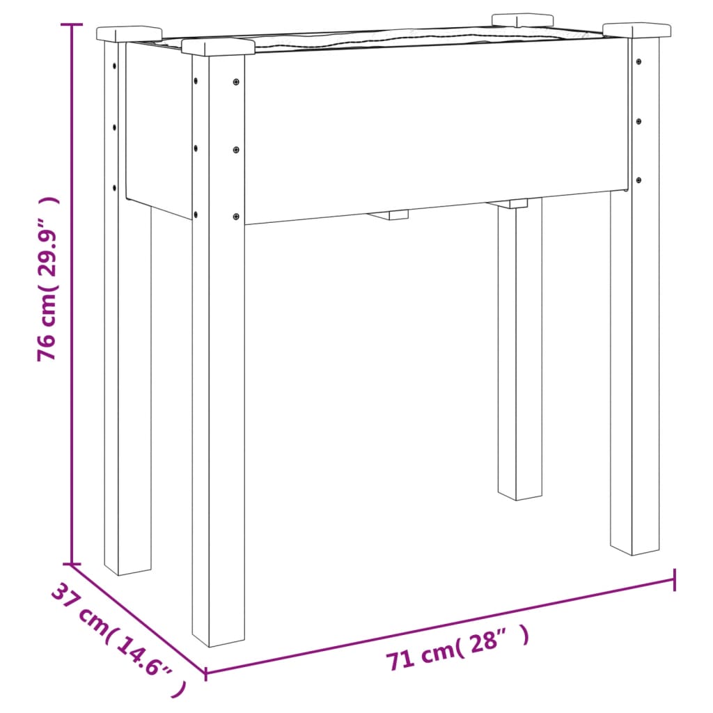 Wheeled Planter with Liner Grey 71x37x80 cm Solid Wood Fir