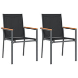 3 Piece Garden Dining Set Black Textilene and Steel