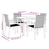 5 Piece Garden Dining Set Black Textilene and Steel