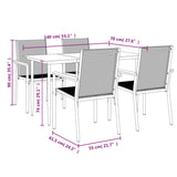 5 Piece Garden Dining Set Black Textilene and Steel