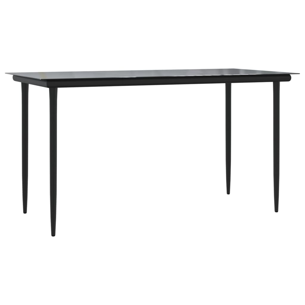 7 Piece Garden Dining Set Black Textilene and Steel