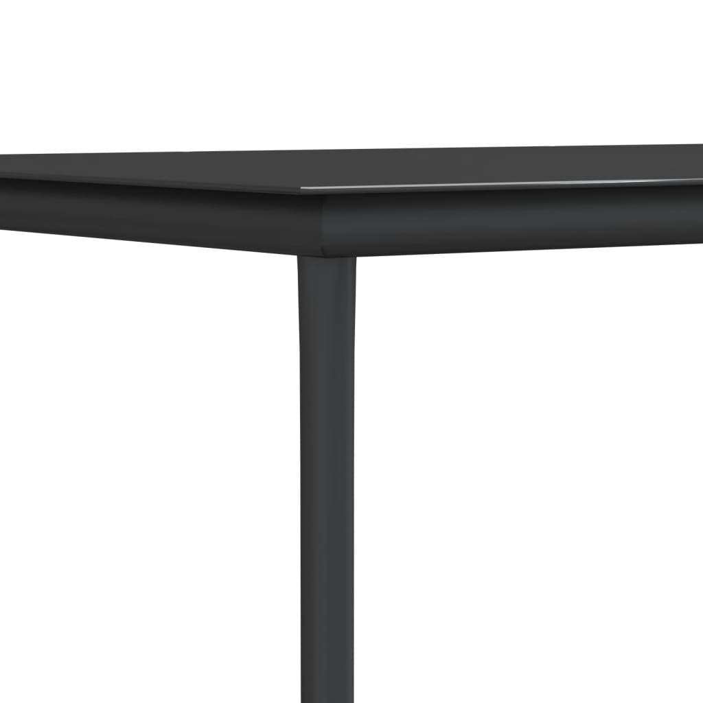 7 Piece Garden Dining Set Black Textilene and Steel