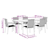 7 Piece Garden Dining Set Black Textilene and Steel