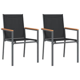 3 Piece Garden Dining Set Black Textilene and Steel