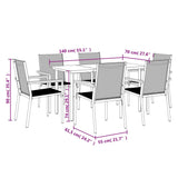 7 Piece Garden Dining Set Black Textilene and Steel