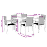 7 Piece Garden Dining Set Black Textilene and Steel
