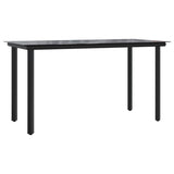 9 Piece Garden Dining Set Black Textilene and Steel