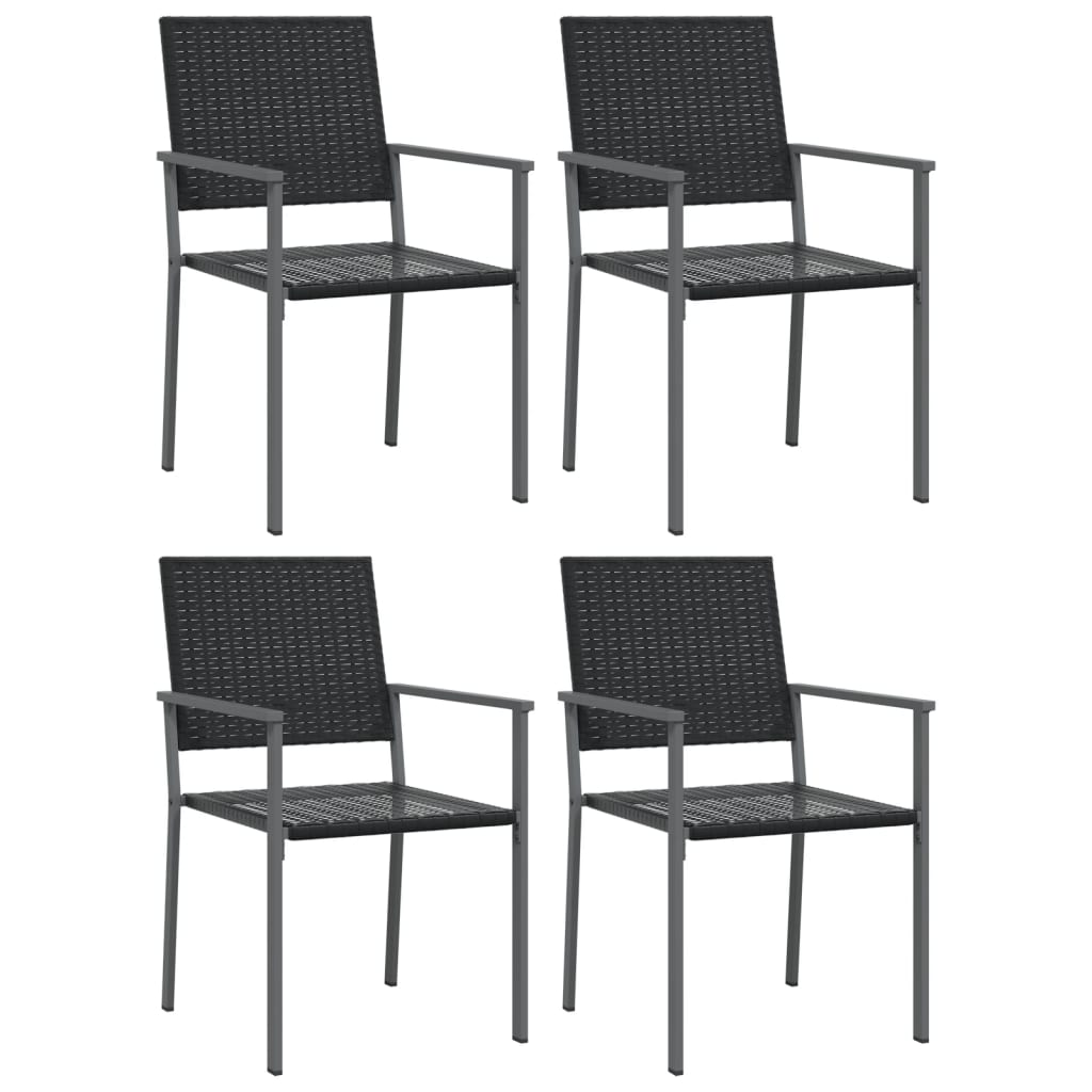 vidaXL Garden Chairs 4 pcs Black 54x62.5x89 cm Poly Rattan