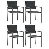 vidaXL Garden Chairs 4 pcs Black 54x62.5x89 cm Poly Rattan