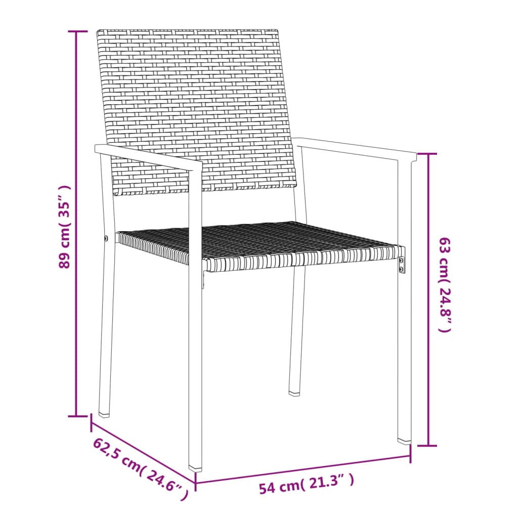 vidaXL Garden Chairs 4 pcs Black 54x62.5x89 cm Poly Rattan