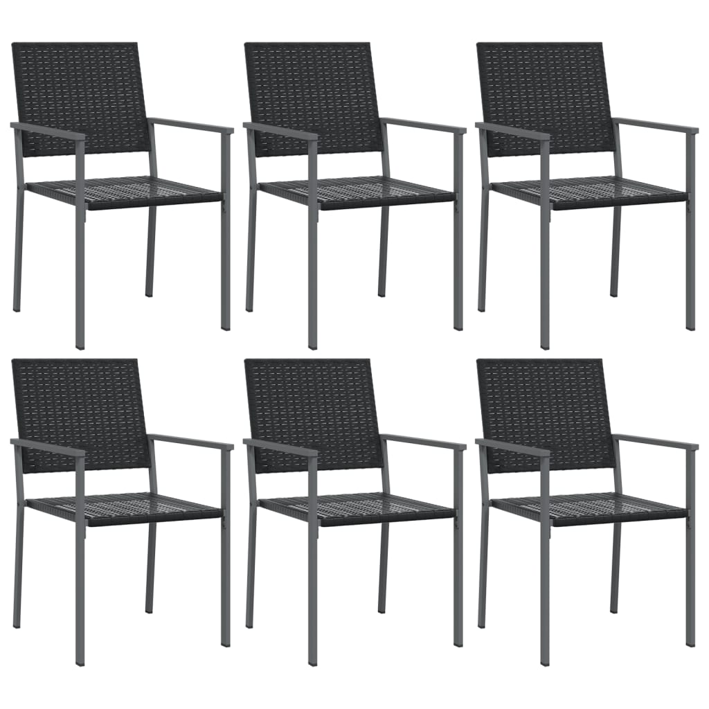 vidaXL Garden Chairs 6 pcs Black 54x62.5x89 cm Poly Rattan