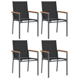 Garden Chairs 4 pcs Black 55x61.5x90 cm Textilene and Steel