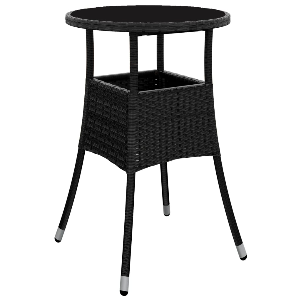 5 Piece Garden Bistro Set with Cushions Black Poly Rattan