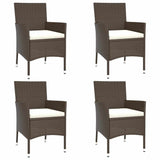 5 Piece Garden Dining Set with Cushions Brown Poly Rattan