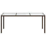 7 Piece Garden Dining Set with Cushions Brown Poly Rattan