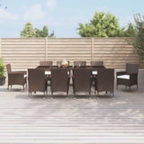 11 Piece Garden Dining Set with Cushions Brown Poly Rattan