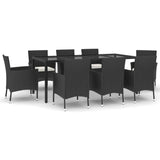 9 Piece Garden Dining Set with Cushions Black Poly Rattan