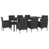 9 Piece Garden Dining Set with Cushions Black Poly Rattan