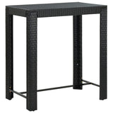 5 Piece Garden Bar Set Black Poly Rattan&Solid Wood Acacia