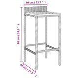 3 Piece Garden Bar Set Grey Poly Rattan&Solid Wood Acacia