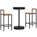 3 Piece Garden Bar Set Black Poly Rattan&Solid Wood Acacia