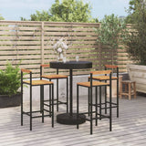 5 Piece Garden Bar Set Black Poly Rattan&Solid Wood Acacia