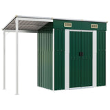 Garden Shed with Extended Roof Green 277x110.5x181 cm Steel