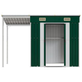 Garden Shed with Extended Roof Green 277x110.5x181 cm Steel