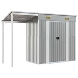 Garden Shed with Extended Roof Light Grey 277x110.5x181 cm Steel