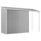 Garden Shed with Extended Roof Light Grey 277x110.5x181 cm Steel