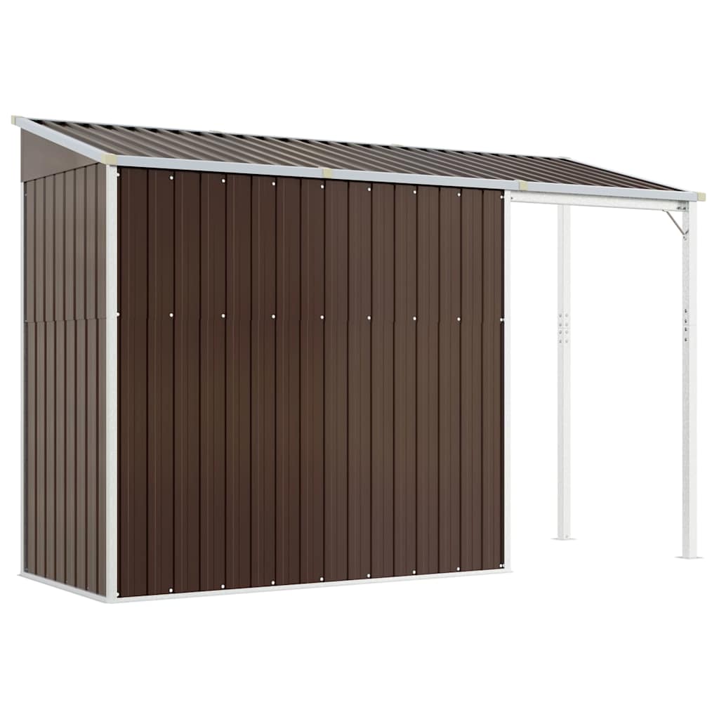 Garden Shed with Extended Roof Brown 277x107x181 cm Steel