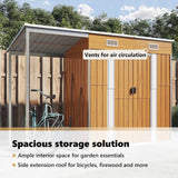 Garden Shed with Extended Roof Light Brown 277x107x181cm Steel