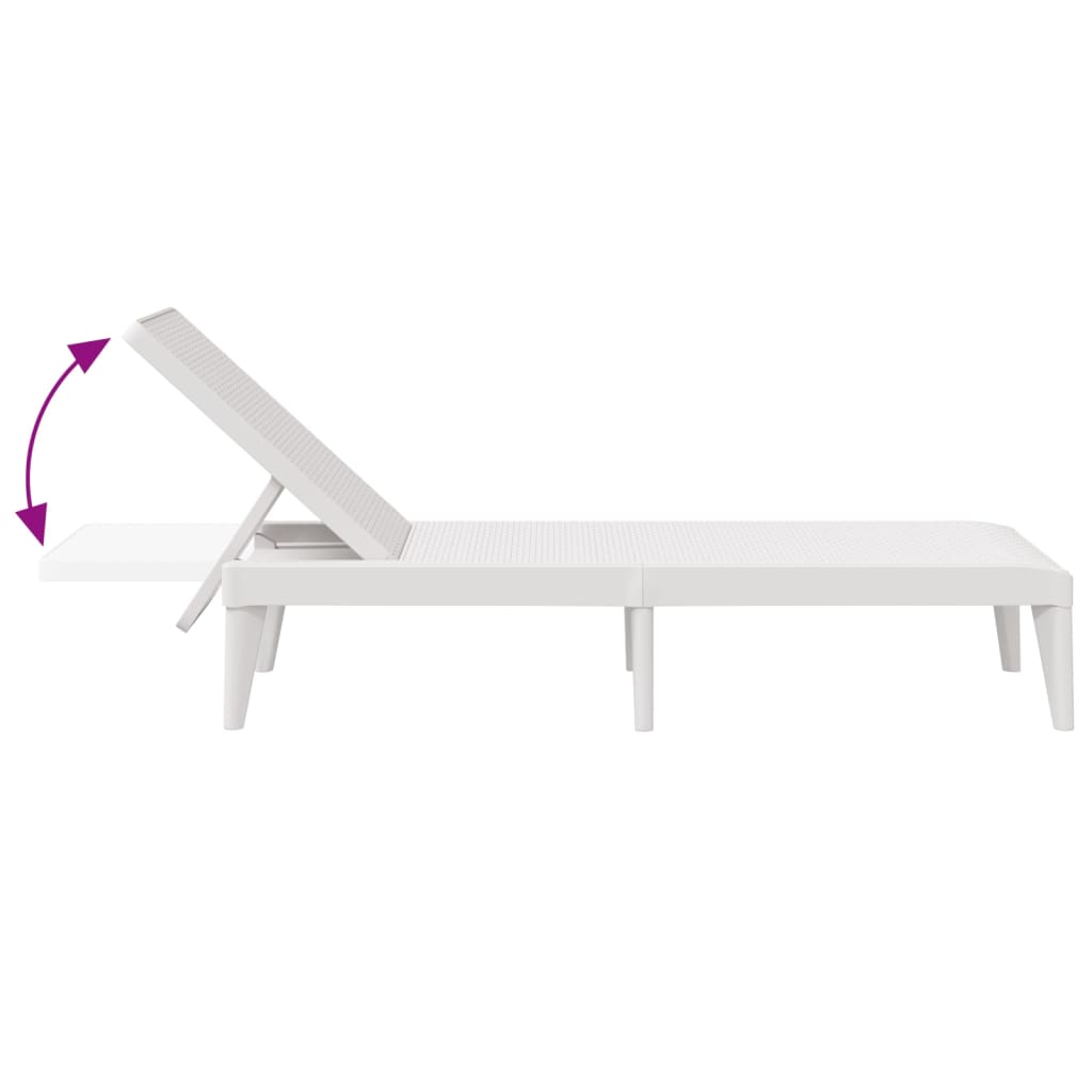 Sun Lounger White 186x60x29 cm PP