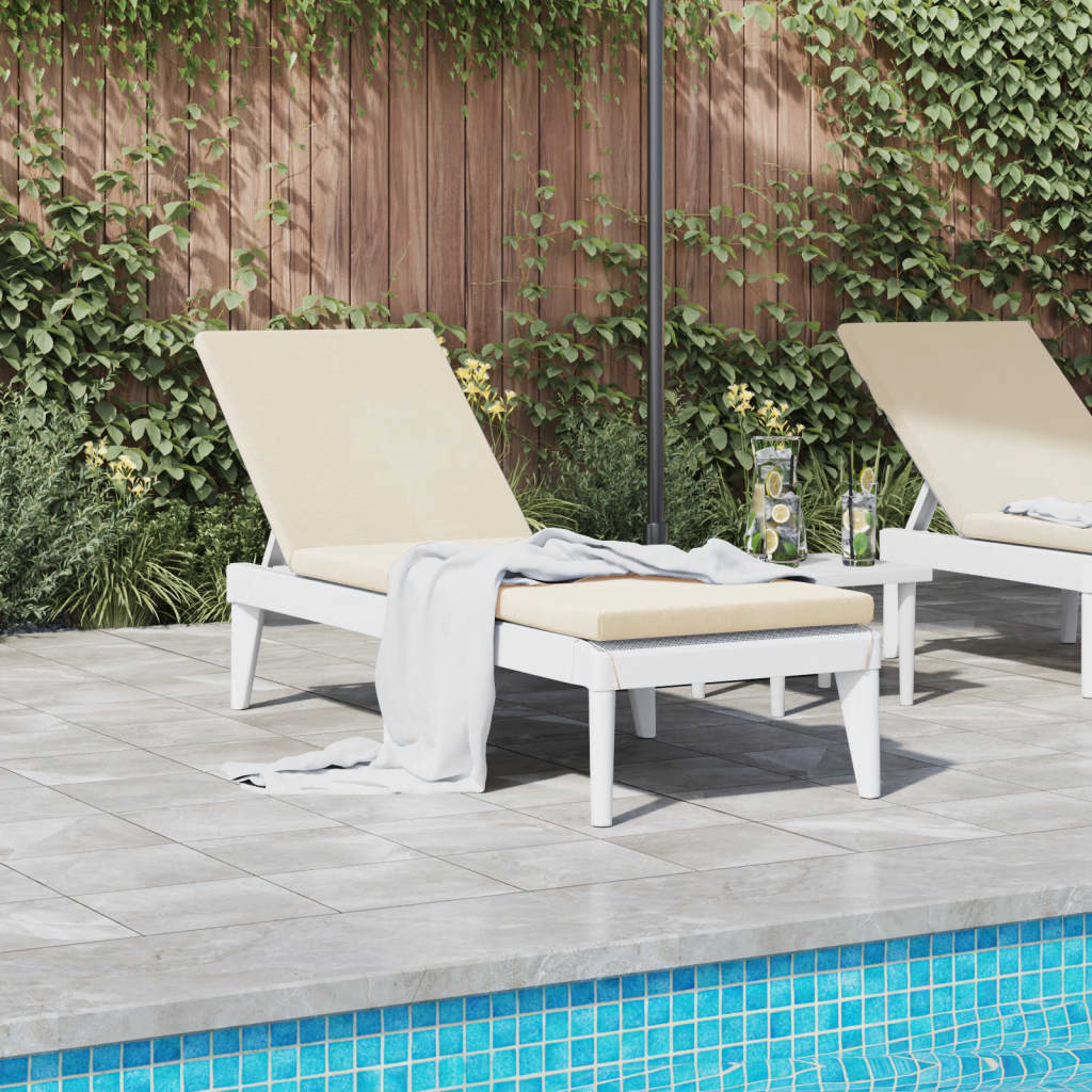 Sun Lounger with Cushion White 186x60x29 cm PP